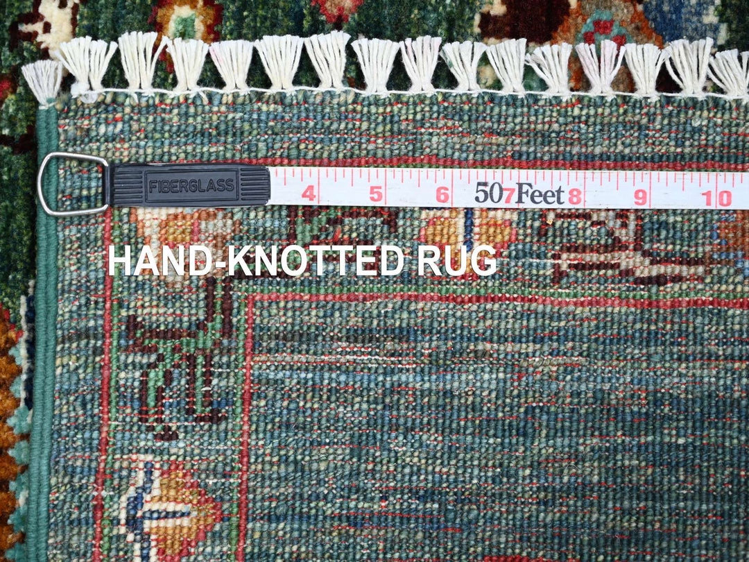 2'11" x 4'11" New Hand Knotted Green Wool Rectangle Oriental Rug - MOA10222041