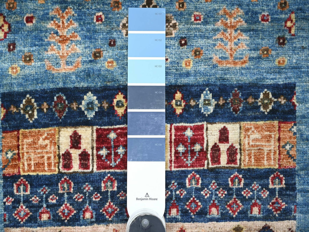 2'9" x 9'7" New Hand Knotted Blue Wool Runner Oriental Rug - MOA10222042