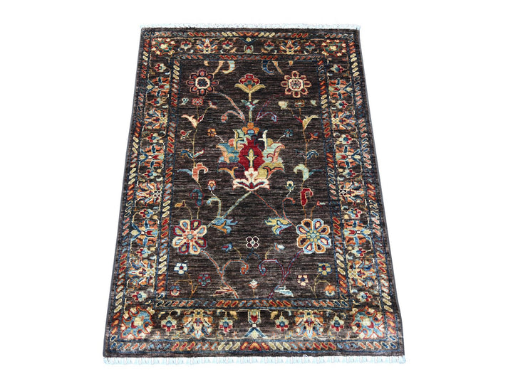 2'9" x 3'10" New Hand Knotted Brown Wool Rectangle Oriental Rug - MOA10222044