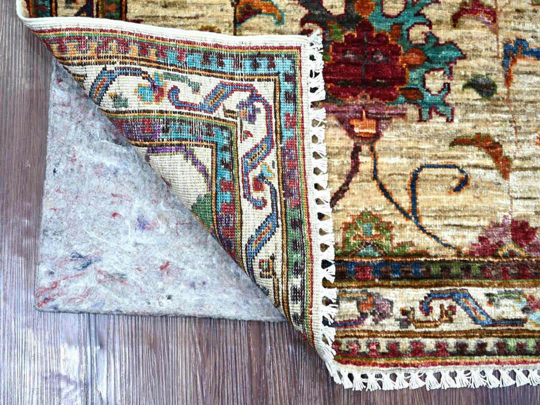 2'9" x 4'1" New Hand Knotted Ivory Wool Rectangle Oriental Rug - MOA10222045