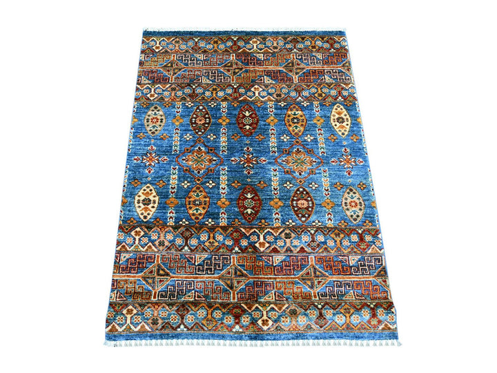 2'11" x 4'0" New Hand Knotted Blue Wool Rectangle Oriental Rug - MOA10222046