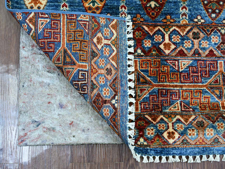 2'11" x 4'0" New Hand Knotted Blue Wool Rectangle Oriental Rug - MOA10222046