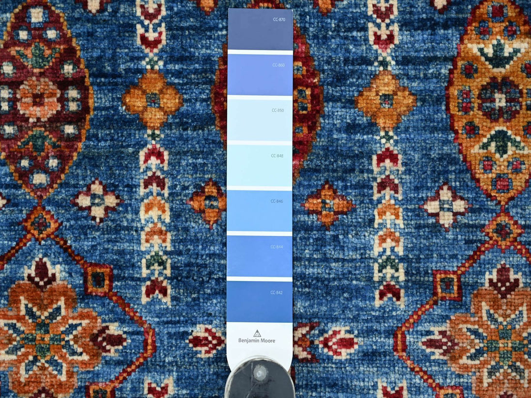 2'11" x 4'0" New Hand Knotted Blue Wool Rectangle Oriental Rug - MOA10222046