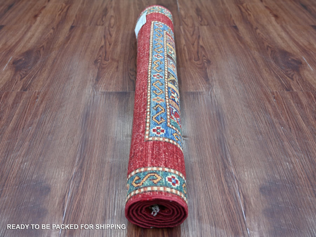 2'9" x 3'11" New Hand Knotted Red Wool Rectangle Oriental Rug - MOA10222047