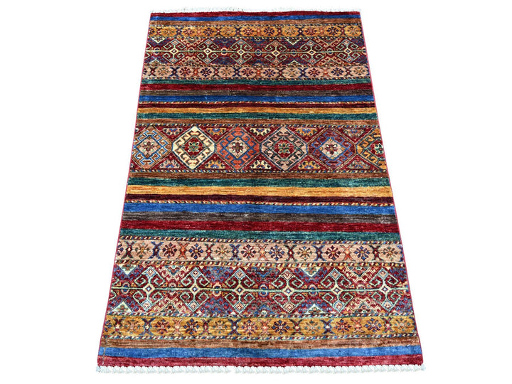 2'10" x 4'4" New Hand Knotted Red Wool Rectangle Oriental Rug - MOA10222048