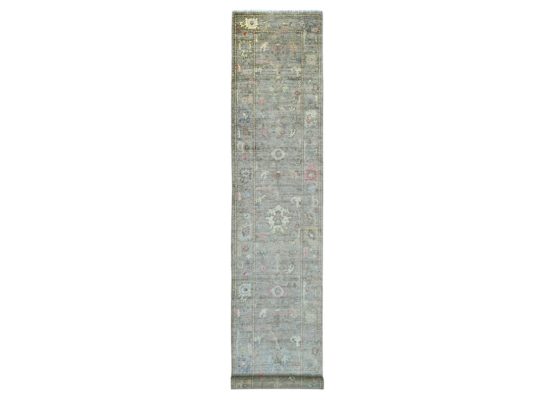 2'10" x 17'4" New Hand Knotted Brown Wool Runner Oriental Rug - MOA10222051