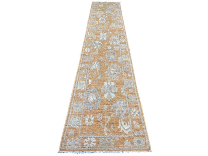 2'7" x 13'5" New Hand Knotted Brown Wool Runner Oriental Rug - MOA10222055