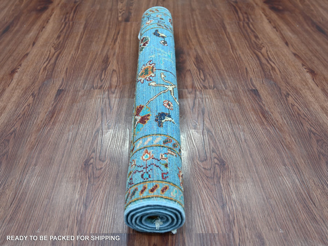 2'8" x 3'9" New Hand Knotted Blue Wool Rectangle Oriental Rug - MOA10222060