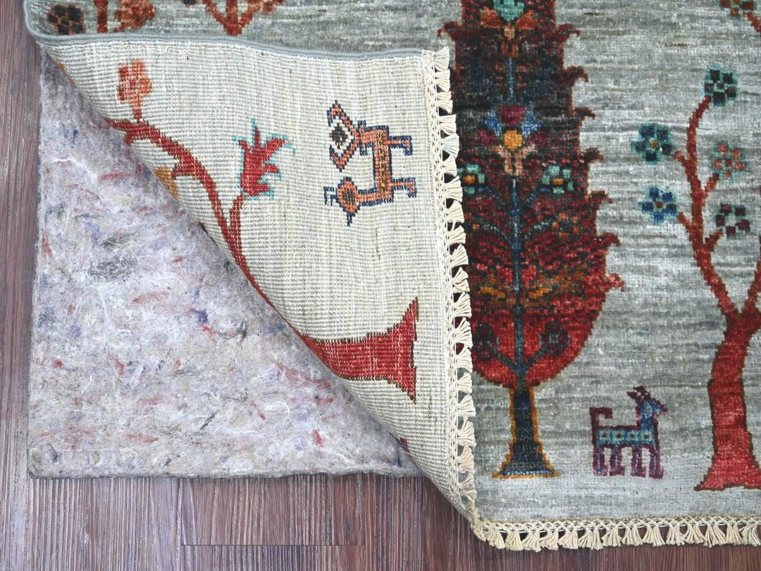 2'8" x 3'10" New Hand Knotted Grey Wool Rectangle Oriental Rug - MOA10222062
