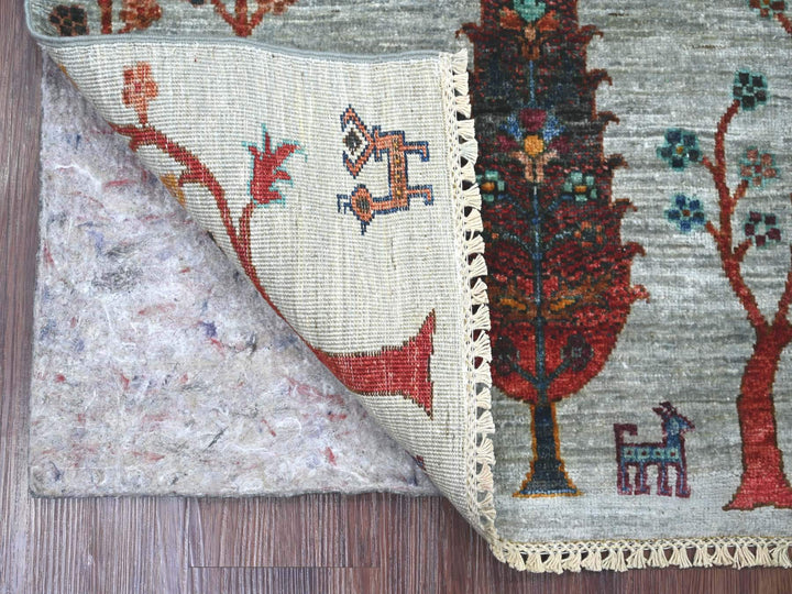 2'8" x 3'10" New Hand Knotted Grey Wool Rectangle Oriental Rug - MOA10222062