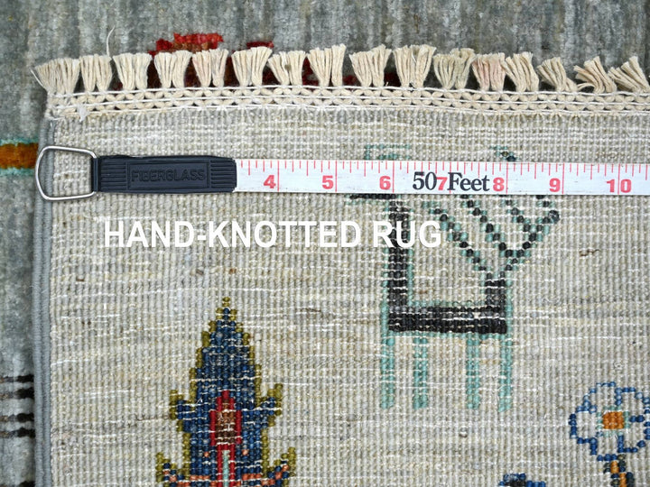 2'8" x 3'10" New Hand Knotted Grey Wool Rectangle Oriental Rug - MOA10222062