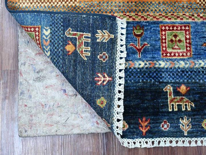 2'9" x 4'0" New Hand Knotted Blue Wool Rectangle Oriental Rug - MOA10222063