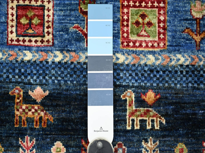 2'9" x 4'0" New Hand Knotted Blue Wool Rectangle Oriental Rug - MOA10222063