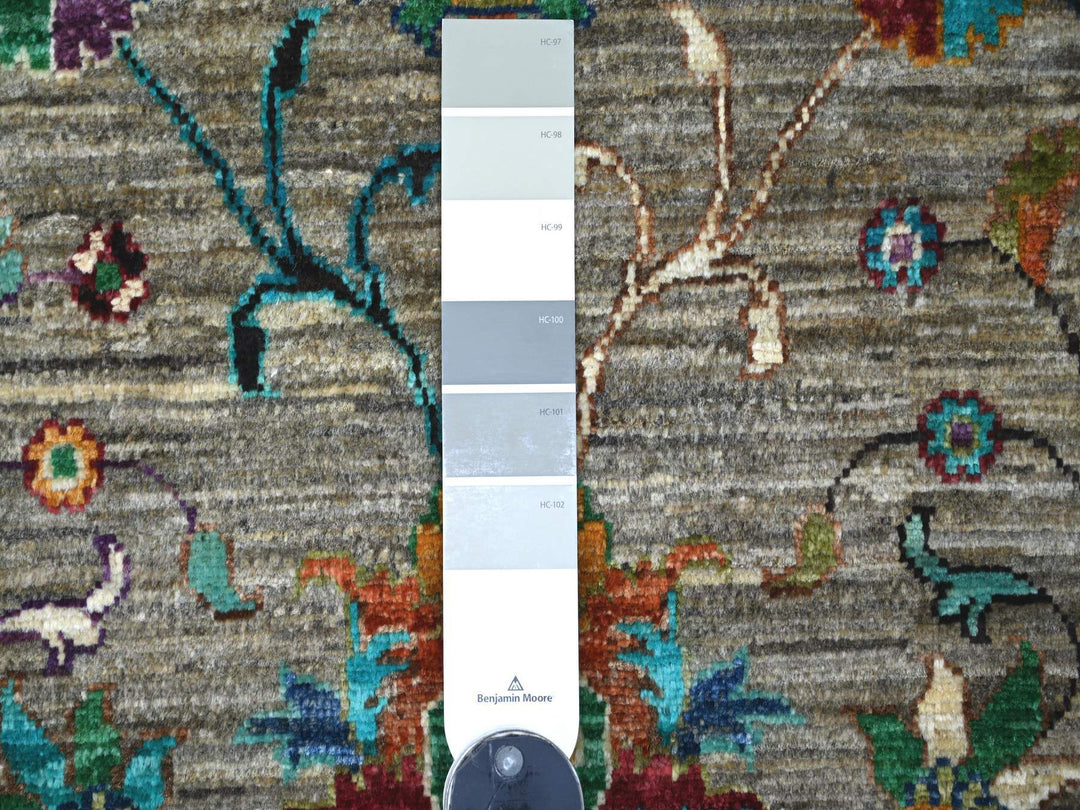 2'8" x 4'4" New Hand Knotted Grey Wool Rectangle Oriental Rug - MOA10222064