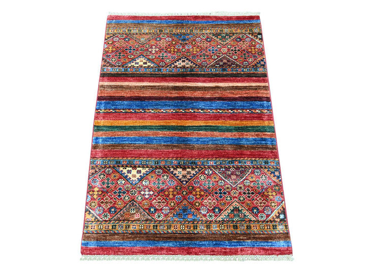 2'8" x 3'11" New Hand Knotted Red Wool Rectangle Oriental Rug - MOA10222065
