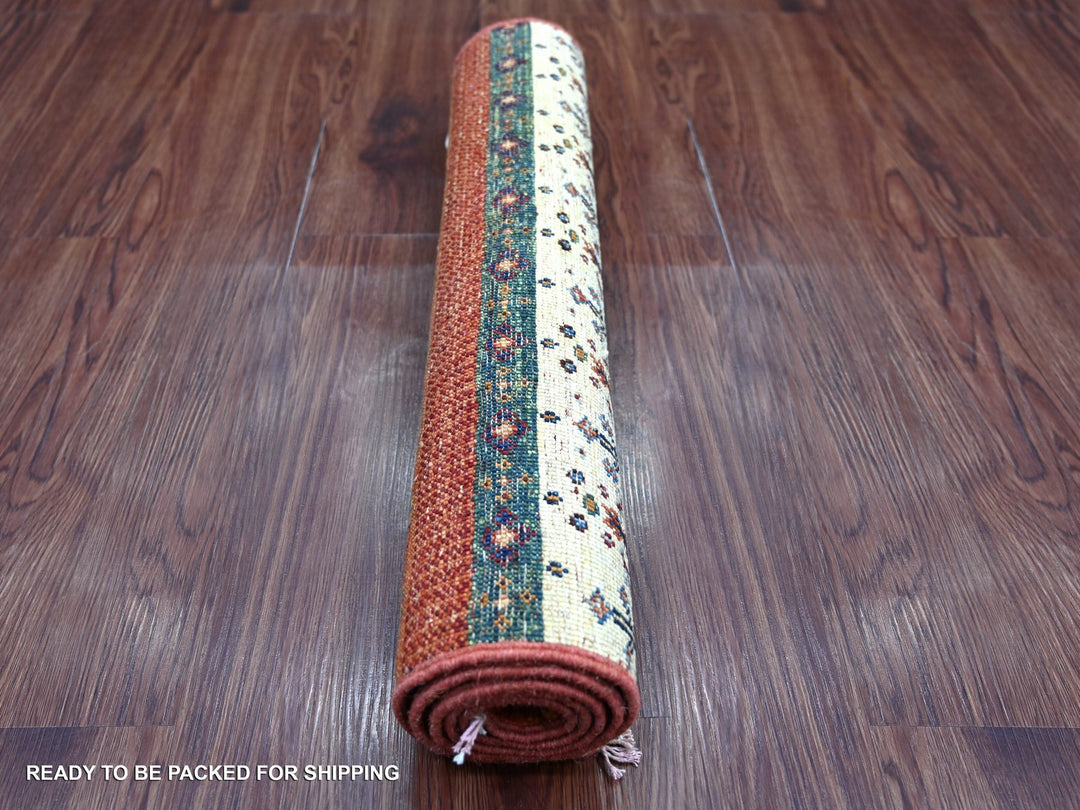 2'2" x 4'3" New Hand Knotted Red Wool Rectangle Oriental Rug - MOA10222067