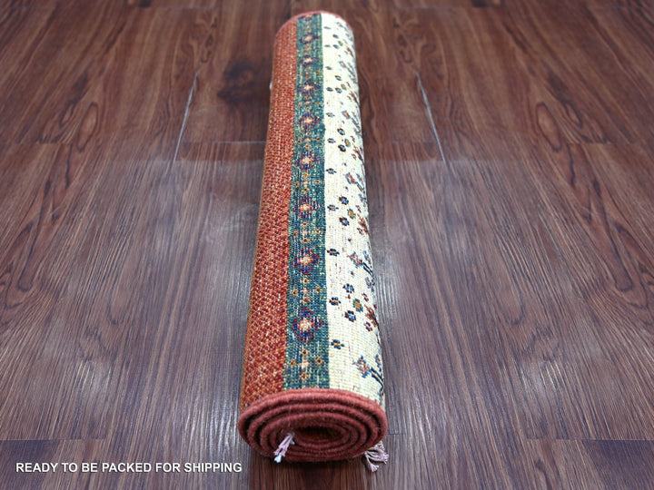 2'2" x 4'3" New Hand Knotted Red Wool Rectangle Oriental Rug - MOA10222067