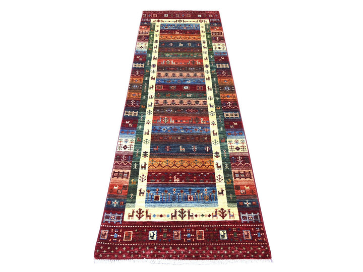 2'8" x 8'3" New Hand Knotted Red Wool Runner Oriental Rug - MOA10222069