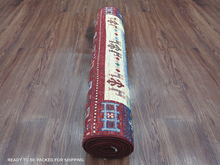 2'8" x 8'3" New Hand Knotted Red Wool Runner Oriental Rug - MOA10222069
