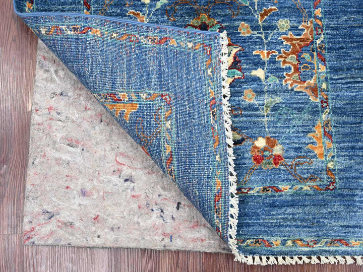 2'10" x 4'0" New Hand Knotted Blue Wool Rectangle Oriental Rug - MOA10222071