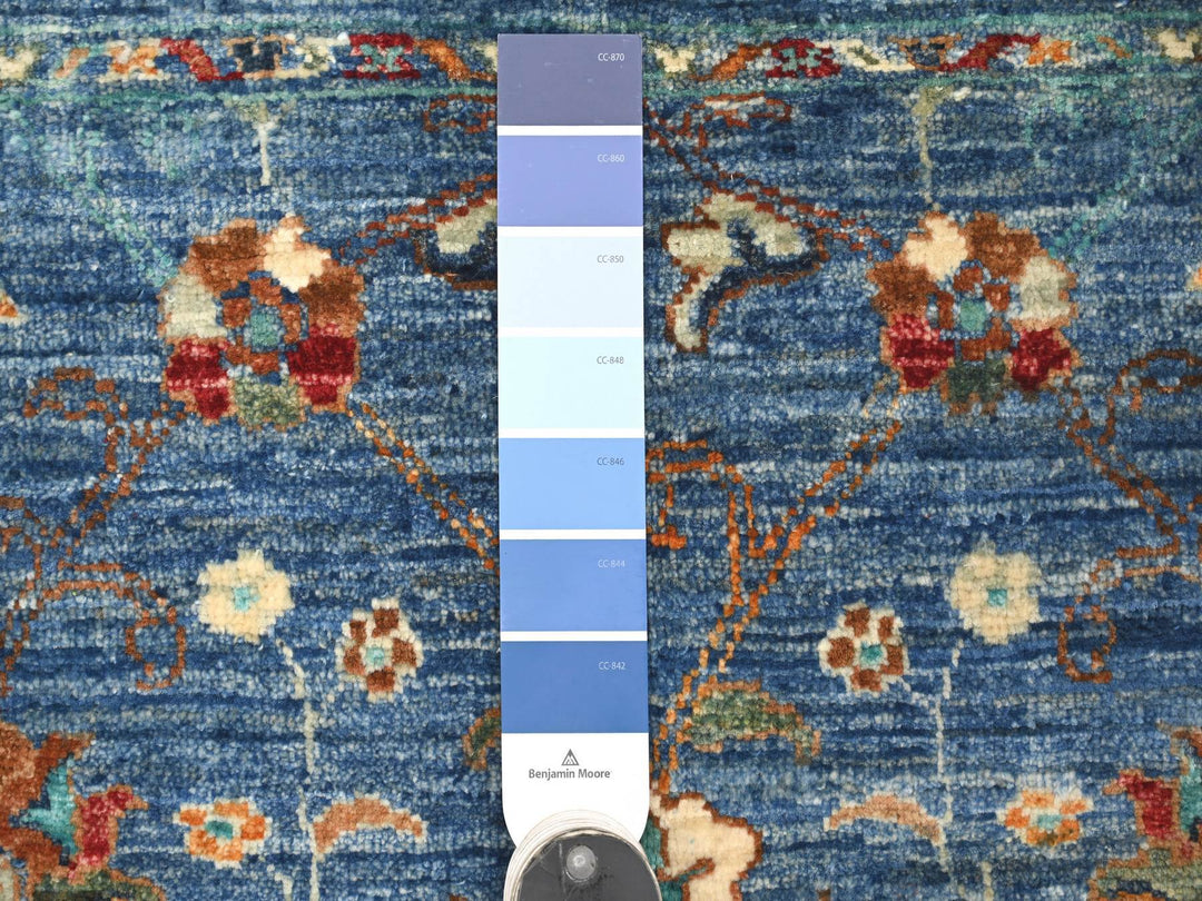 2'10" x 4'0" New Hand Knotted Blue Wool Rectangle Oriental Rug - MOA10222071