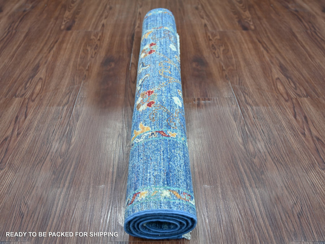 2'10" x 4'0" New Hand Knotted Blue Wool Rectangle Oriental Rug - MOA10222071