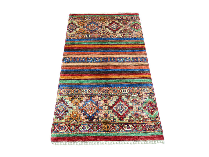 2'11" x 4'11" New Hand Knotted Red Wool Rectangle Oriental Rug - MOA10222077