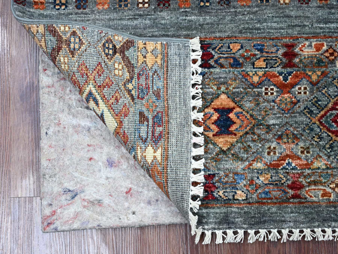 3'2" x 4'1" New Hand Knotted Grey Wool Rectangle Oriental Rug - MOA10222078
