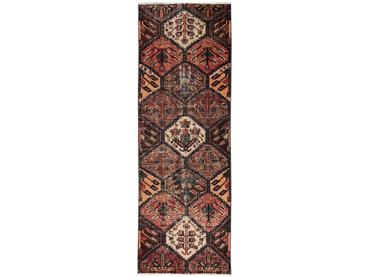 3'0" x 9'2" Vintage Hand Knotted Brown Wool Runner Oriental Rug - MOA1022207