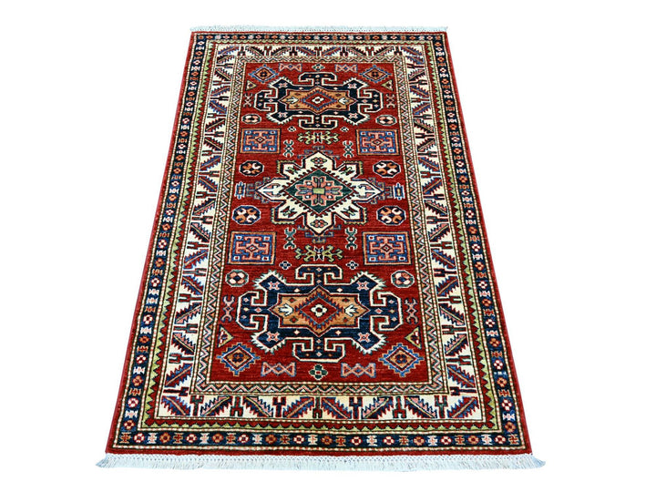 3'3" x 4'11" New Hand Knotted Red Wool Rectangle Oriental Rug - MOA10222082