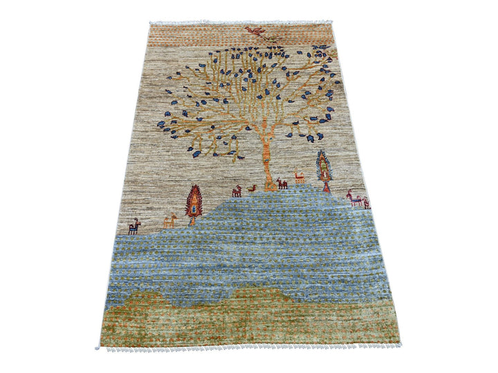 3'2" x 5'1" New Hand Knotted Brown Wool Rectangle Oriental Rug - MOA10222084
