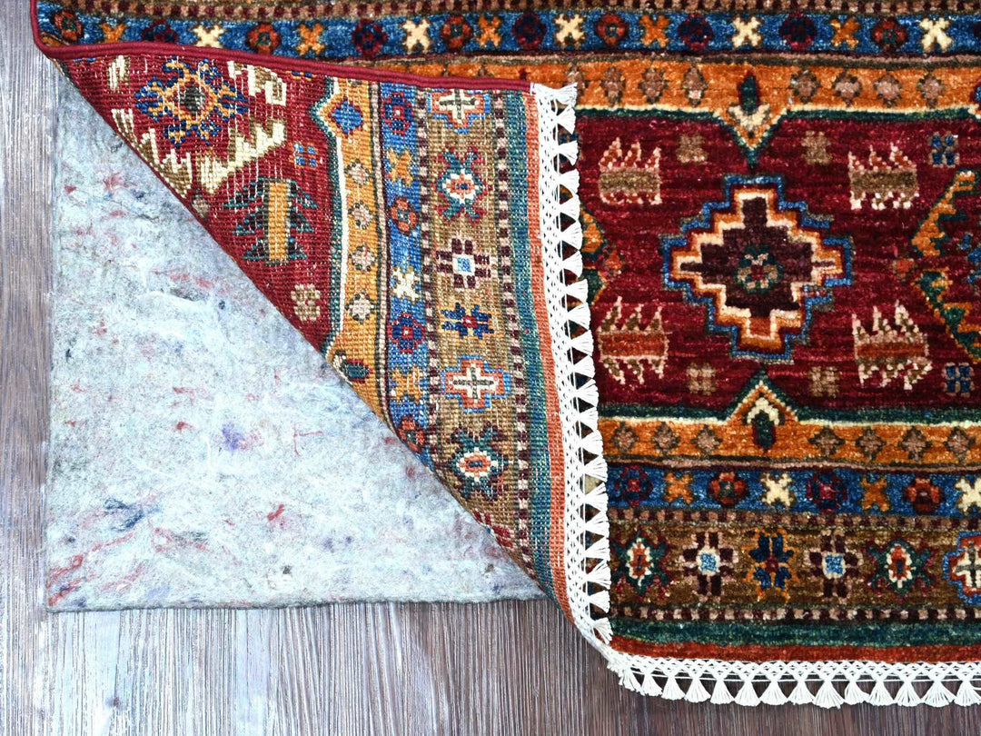3'3" x 5'2" New Hand Knotted Red Wool Rectangle Oriental Rug - MOA10222085