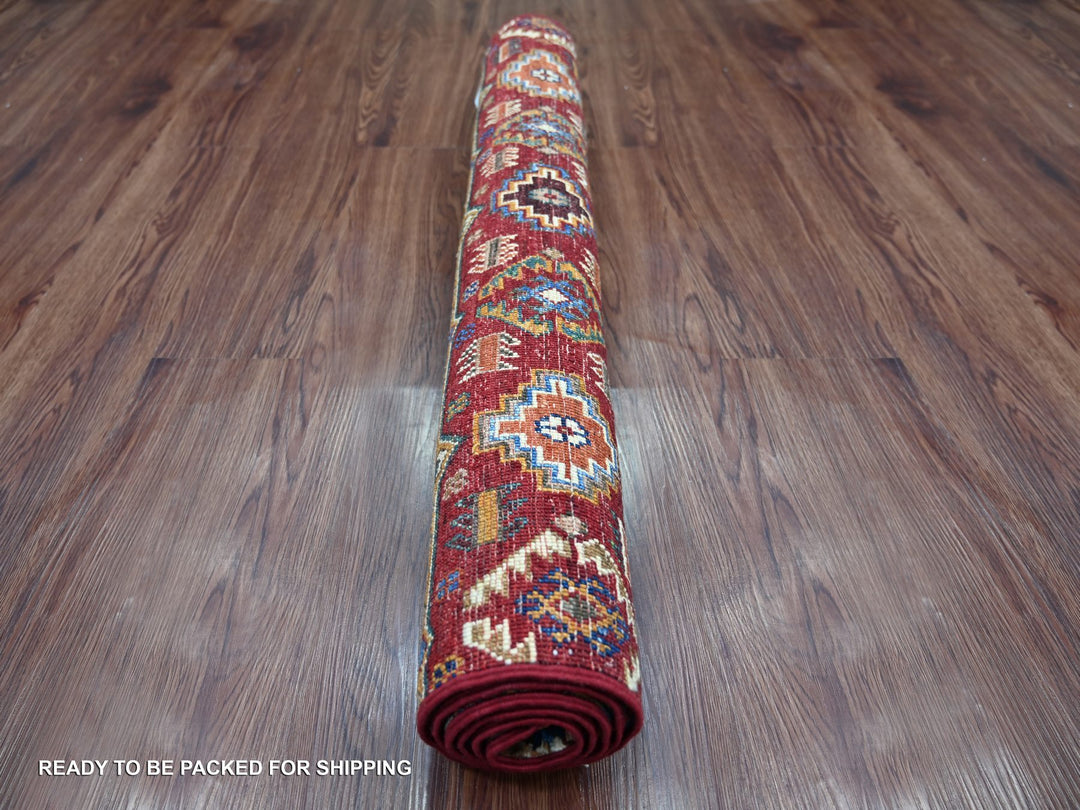 3'3" x 5'2" New Hand Knotted Red Wool Rectangle Oriental Rug - MOA10222085