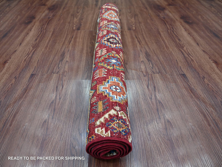 3'3" x 5'2" New Hand Knotted Red Wool Rectangle Oriental Rug - MOA10222085