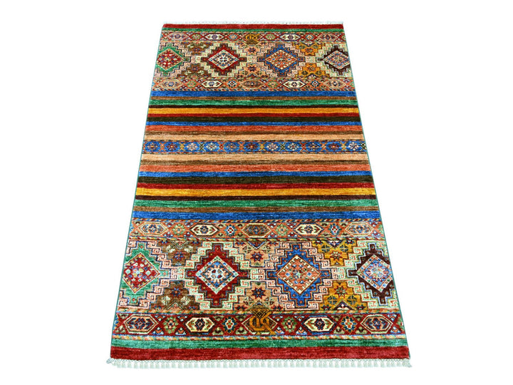 3'0" x 5'0" New Hand Knotted Multicolored Wool Rectangle Oriental Rug - MOA10222087