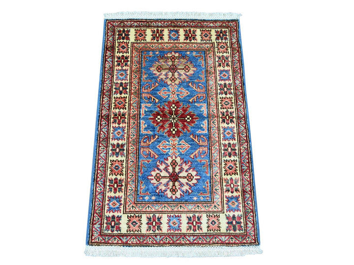 1'11" x 3'0" New Hand Knotted Blue Wool Rectangle Oriental Rug - MOA10222088