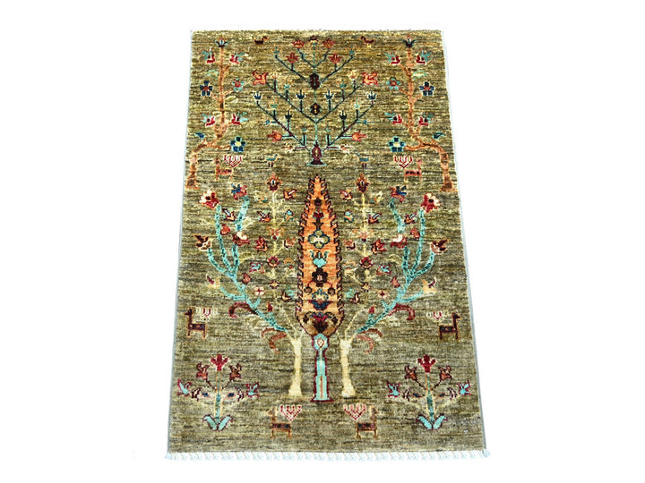 2'0" x 3'1" New Hand Knotted Grey Wool Rectangle Oriental Rug - MOA10222090