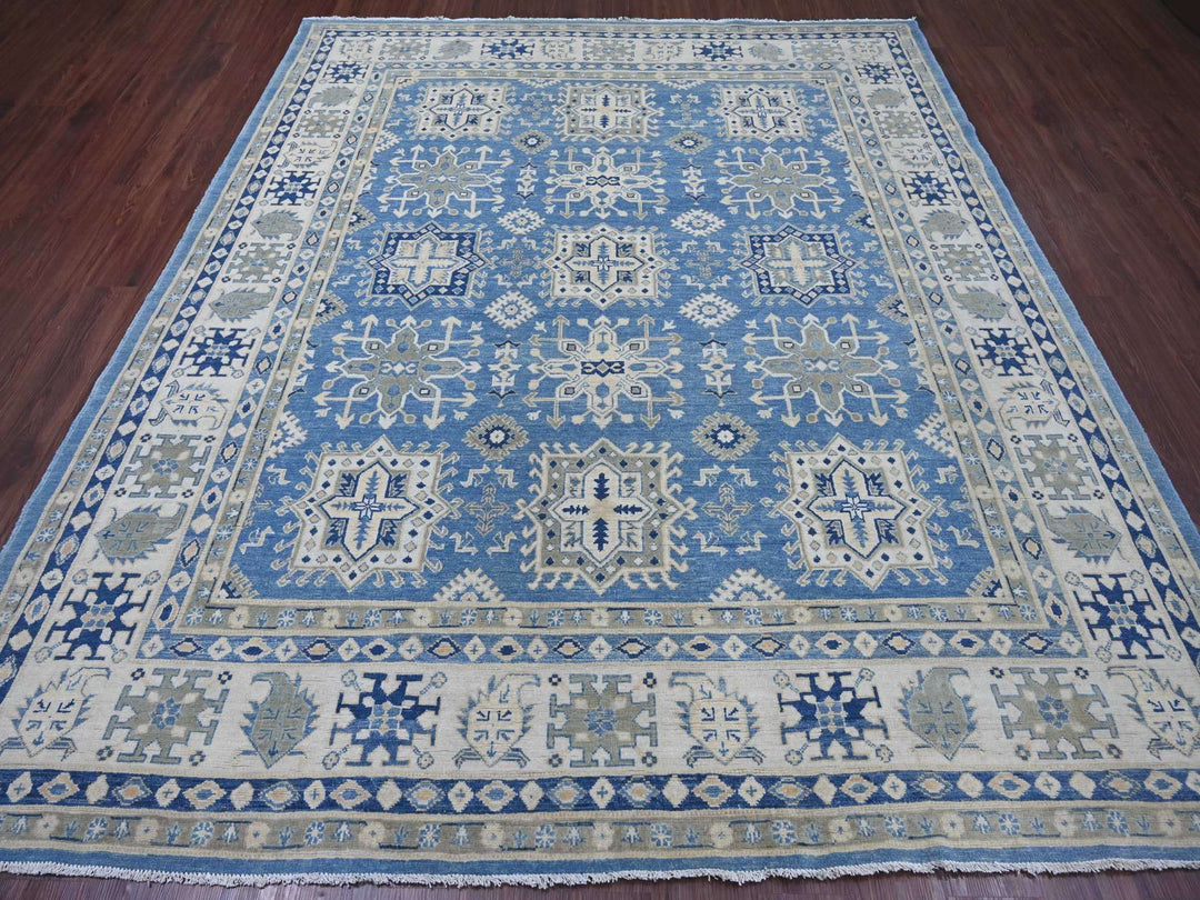 8'2" x 9'6" New Hand Knotted Blue Wool Rectangle Oriental Rug - MOA10222094