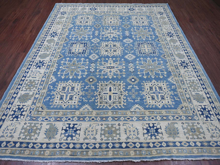 8'2" x 9'6" New Hand Knotted Blue Wool Rectangle Oriental Rug - MOA10222094