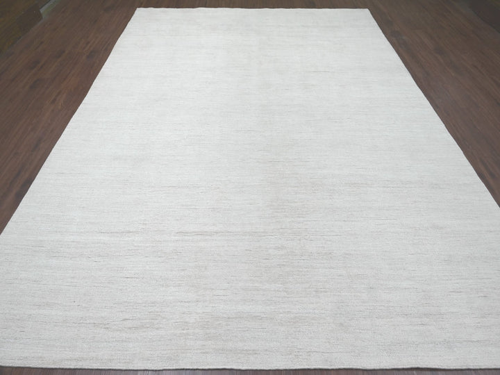 8'11" x 12'0" New Hand Knotted Ivory Wool Rectangle Oriental Rug - MOA10222095