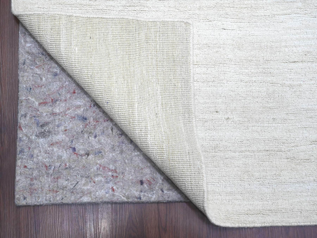 8'11" x 12'0" New Hand Knotted Ivory Wool Rectangle Oriental Rug - MOA10222095