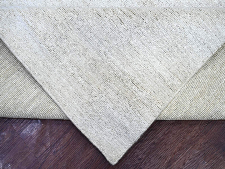 8'11" x 12'0" New Hand Knotted Ivory Wool Rectangle Oriental Rug - MOA10222095