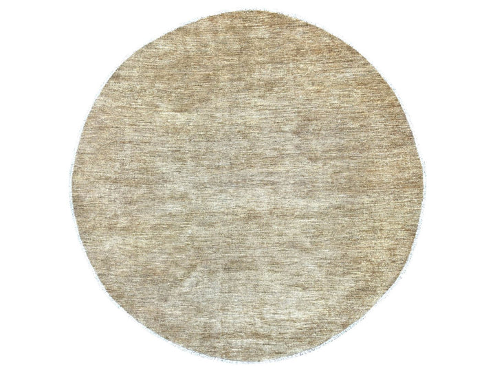 7'8" x 7'9" New Hand Knotted Brown Wool Round Oriental Rug - MOA10222096