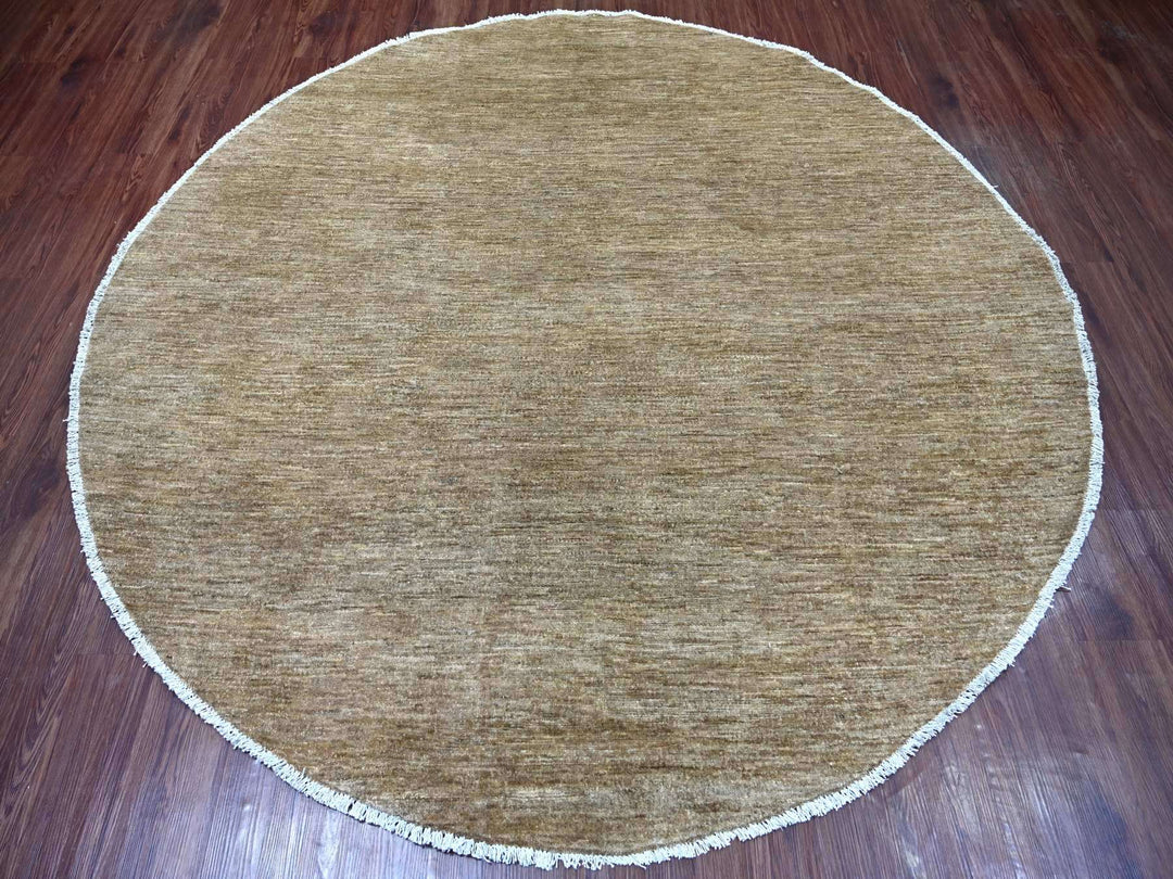 7'8" x 7'9" New Hand Knotted Brown Wool Round Oriental Rug - MOA10222096