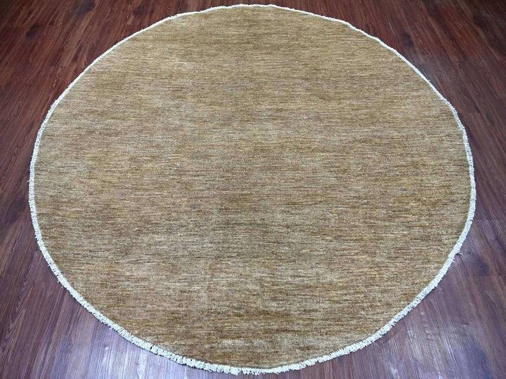 7'8" x 7'9" New Hand Knotted Brown Wool Round Oriental Rug - MOA10222096