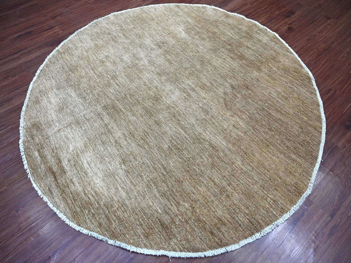 7'8" x 7'9" New Hand Knotted Brown Wool Round Oriental Rug - MOA10222096