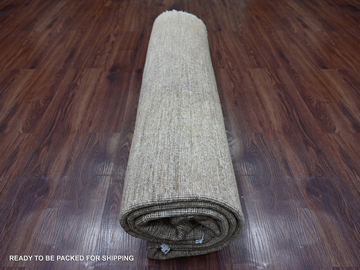 7'8" x 7'9" New Hand Knotted Brown Wool Round Oriental Rug - MOA10222096