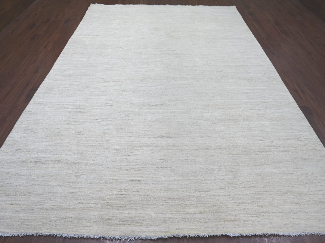 8'8" x 11'9" New Hand Knotted Ivory Wool Rectangle Oriental Rug - MOA10222097