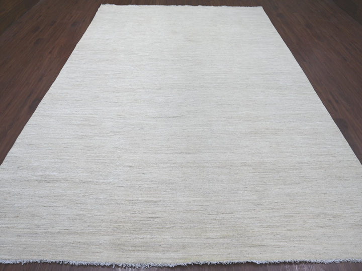 8'8" x 11'9" New Hand Knotted Ivory Wool Rectangle Oriental Rug - MOA10222097