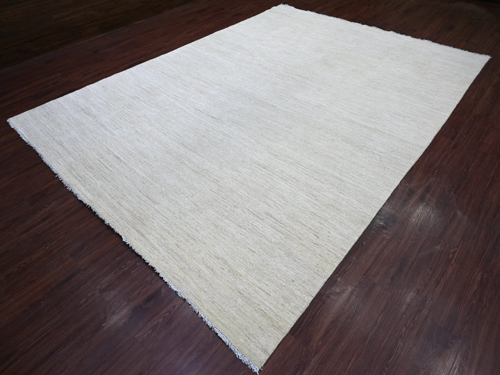 8'8" x 11'9" New Hand Knotted Ivory Wool Rectangle Oriental Rug - MOA10222097